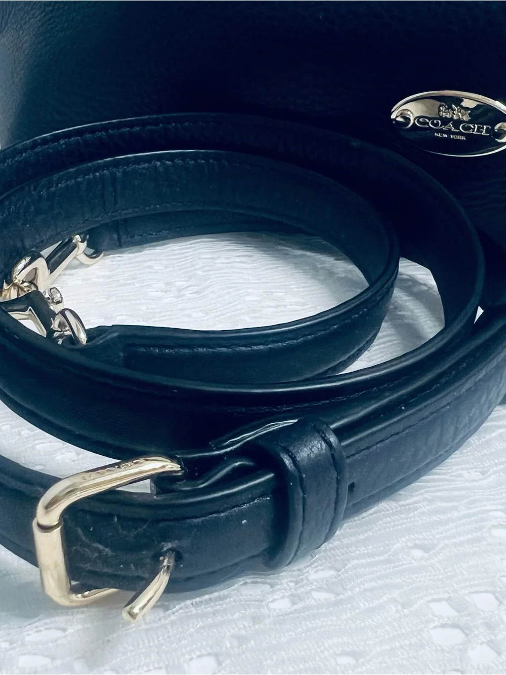 Coach F36628 East West Celeste NAVY BLUE Leather Convertible Crossbody Hobo Bag - Picture 11 of 15